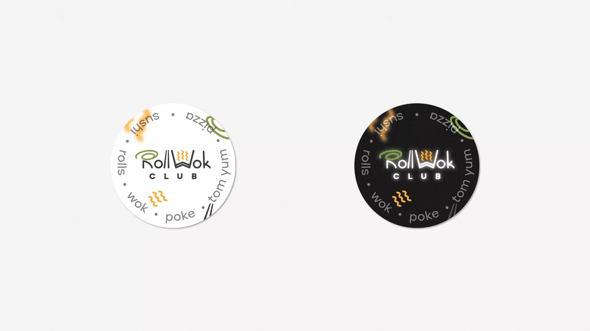 Разработка наклеек для суши-бара «Roll Wok Club» в Балаково
